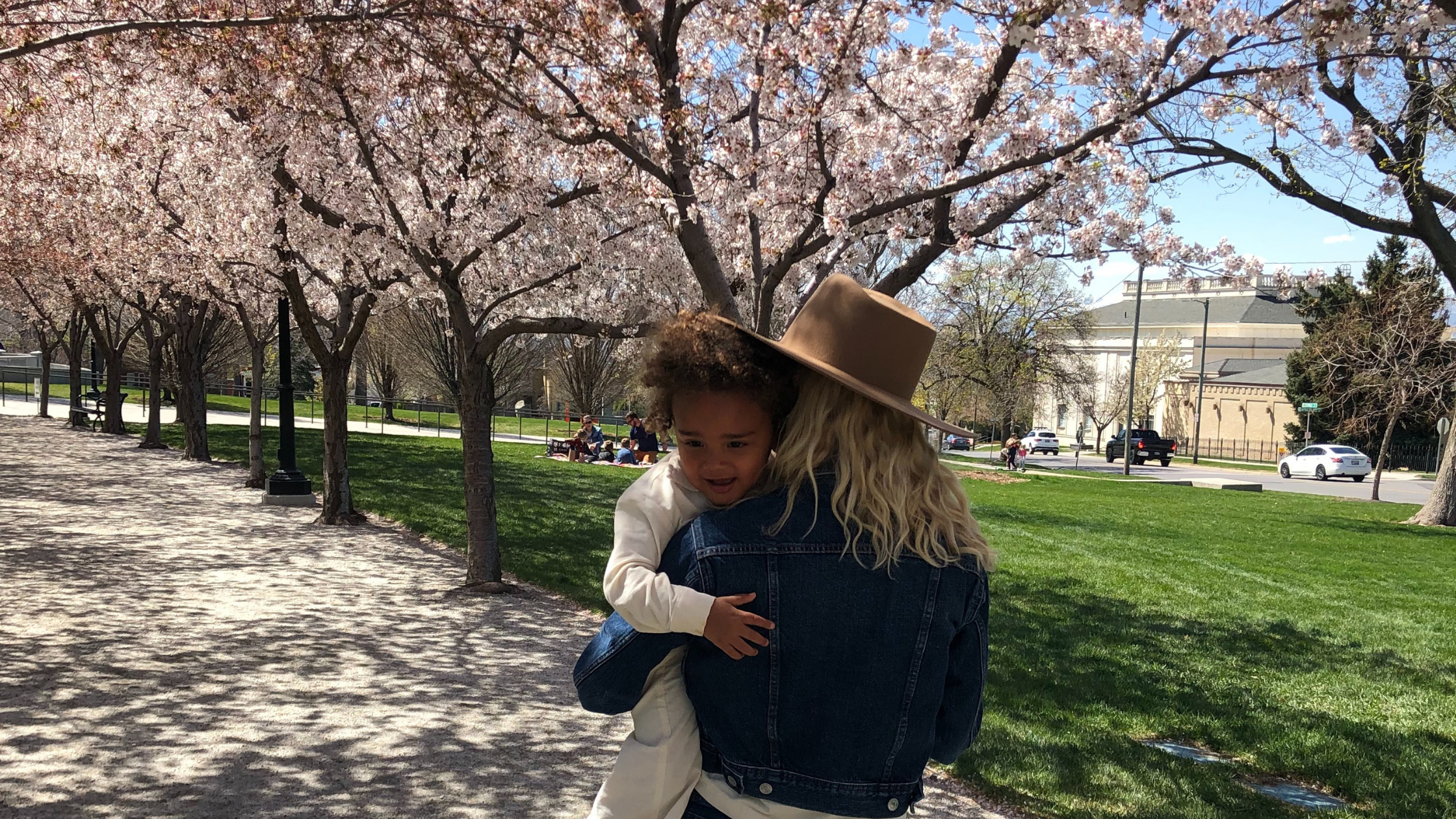 woman holding adopted child