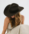 Gigi Pip Limited Edition Hats for Women - Limited Edition Paige Western Felt - custom, hand shaped western brim with a lived in feel and emroidered detailing [dark brown]