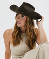 Gigi Pip Limited Edition Hats for Women - Limited Edition Paige Western Felt - custom, hand shaped western brim with a lived in feel and emroidered detailing [dark brown]