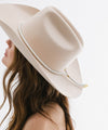 Gigi Pip hat bands + trims for women's hats - Braided Leather Bolo Band - 100% genuine braided leather featuring gold metal hardware used to tighten the leather snug around the crown of your hat [ivory]