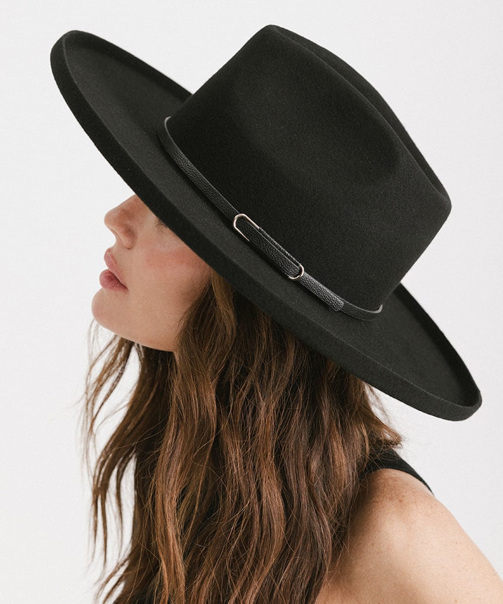 Sliding Hat Band for Felt Hats - Gigi Pip Hat Bands + Trims - Western inspired hat band with medal adjustable strap [black]