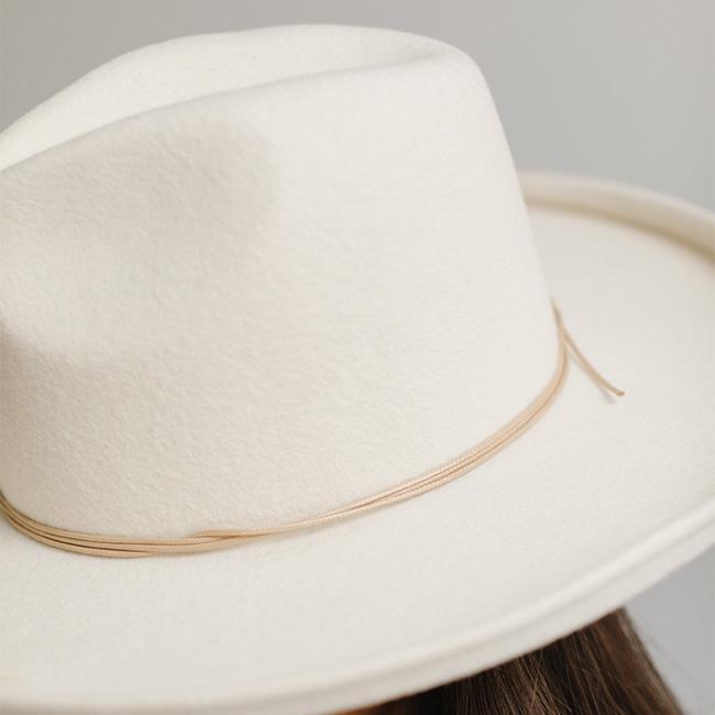 Gigi Pip hat bands + trims for women's hats - Triple Strand Band - triple strand rope band made from waxed cotton, featuring a tie knot in the back with rope tails used to tighten the band around the crown of your hat [tan]