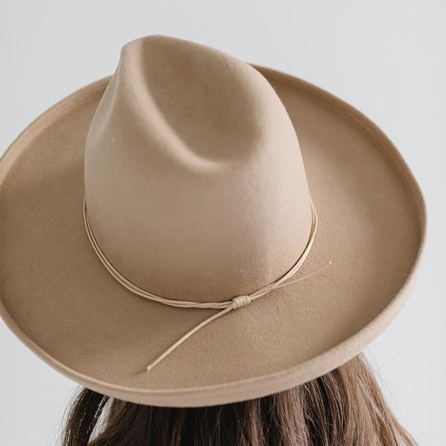 Gigi Pip hat bands + trims for women's hats - Triple Strand Band - triple strand rope band made from waxed cotton, featuring a tie knot in the back with rope tails used to tighten the band around the crown of your hat [tan]