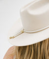 Gigi Pip hat bands + trims for women's hats - Cara Loren Bolo Band - 100% genuine vegan leather adjustable rope band featuring gold metal hardware [off white]