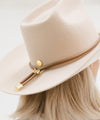 Gigi Pip hat bands + trims for women's hats - Cara Loren Bolo Band - 100% genuine vegan leather adjustable rope band featuring gold metal hardware [brown]