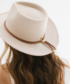 Gigi Pip hat bands + trims for women's hats - Cara Loren Bolo Band - 100% genuine vegan leather adjustable rope band featuring gold metal hardware [cognac]