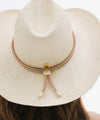 Gigi Pip hat bands + trims for women's hats - Cara Loren Bolo Band - 100% genuine vegan leather adjustable rope band featuring gold metal hardware [dusty pink]