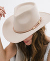 Gigi Pip hat bands + trims for women's hats - Cara Loren Vegan Wrap Band - leather vegan adjustable wrap band featuring gold plated metal hardware [dusty pink]