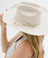 Gigi Pip hat bands + trims for women's hats - Cara Loren Vegan Wrap Band - leather vegan adjustable wrap band featuring gold plated metal hardware [off white]