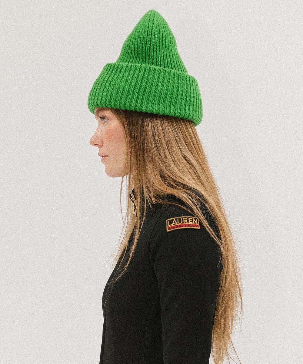 Gigi Pip beanies for women - Gigi Merino Wool Beanie - 100% merino wool double fold beanie featuring a Gigi Pip branded silicone patch on the front fold [evergreen]