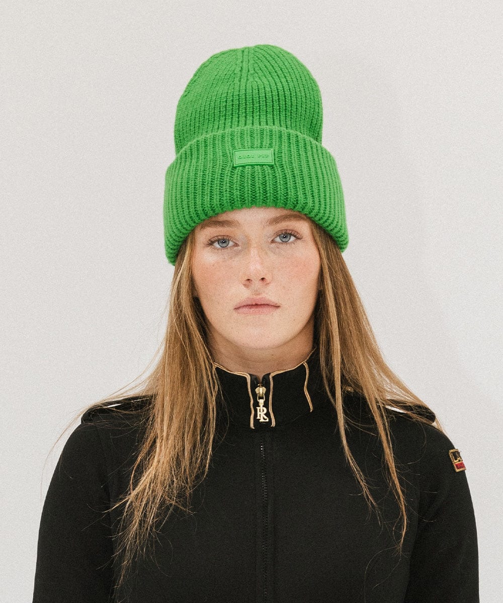 Gigi Pip beanies for women - Gigi Merino Wool Beanie - 100% merino wool double fold beanie featuring a Gigi Pip branded silicone patch on the front fold [evergreen]