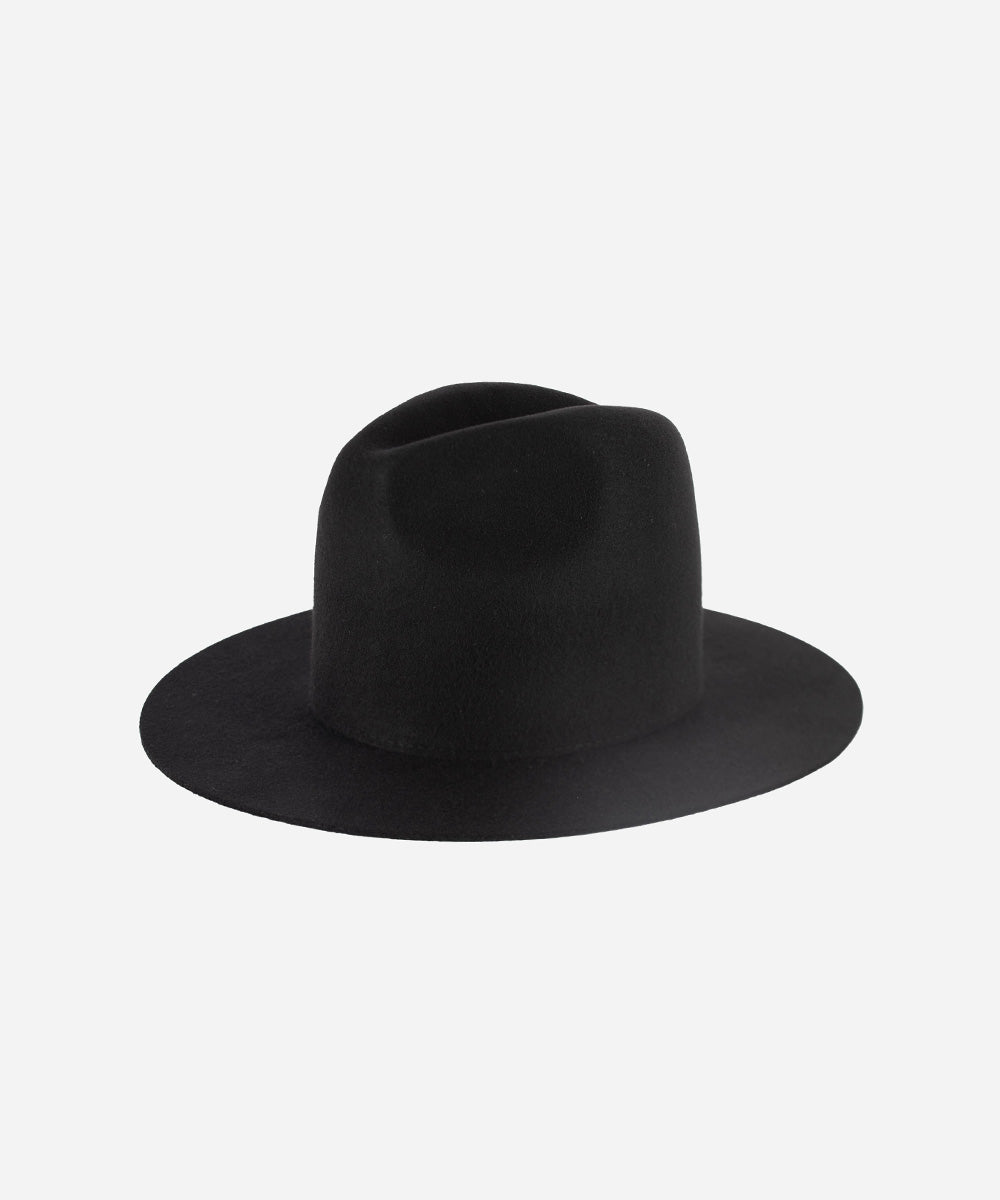 Gigi Pip felt hats for women - Billie Tall Fedora - tall crown fedora with a short and stiff flat brim [black]