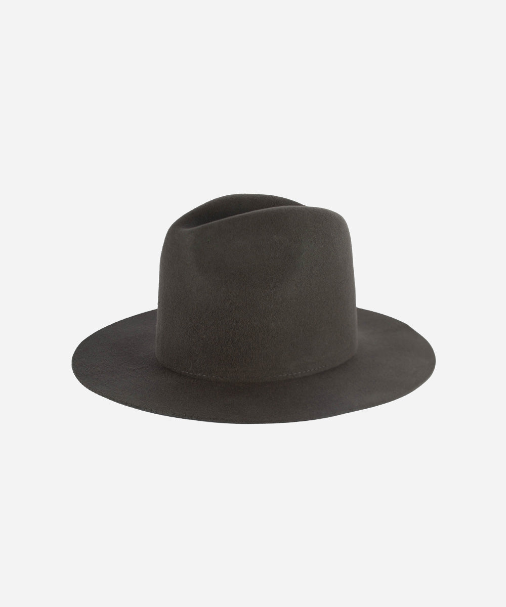 Gigi Pip felt hats for women - Billie Tall Fedora - tall crown fedora with a short and stiff flat brim [dark grey]