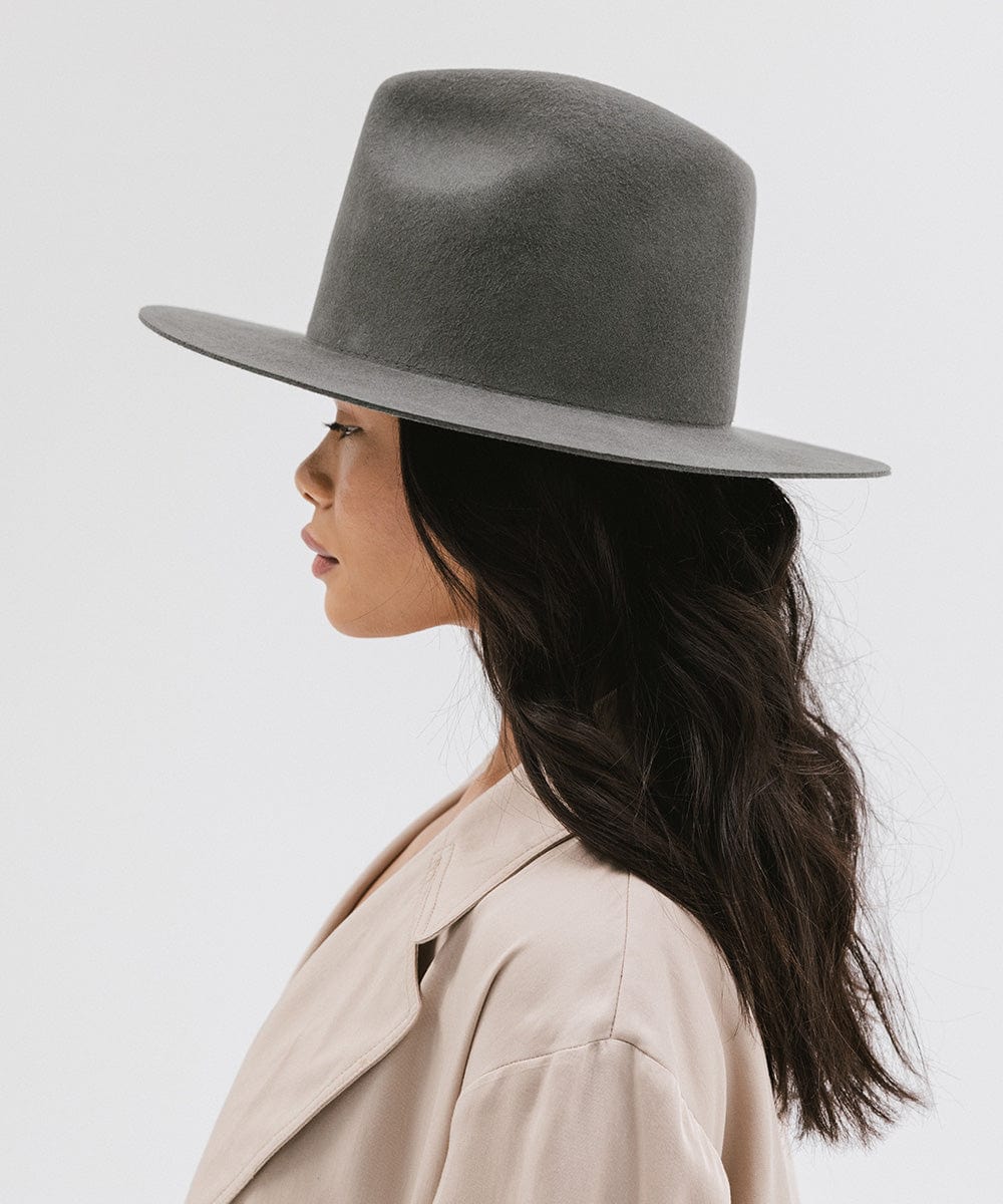 Blemished Felt Billie Tall Fedora - Dark Grey BLEMISHED