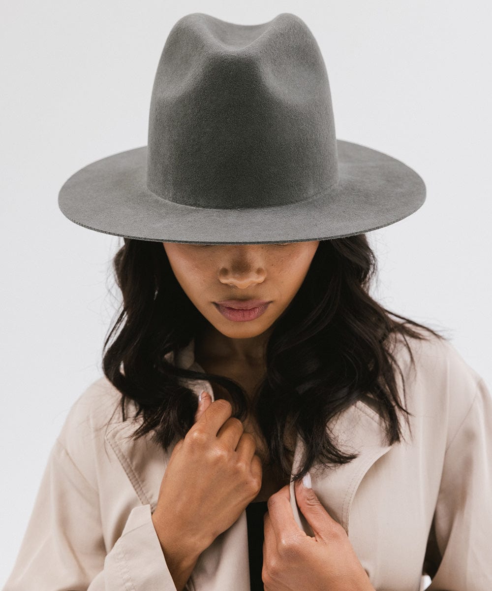 Blemished Felt Billie Tall Fedora - Dark Grey BLEMISHED