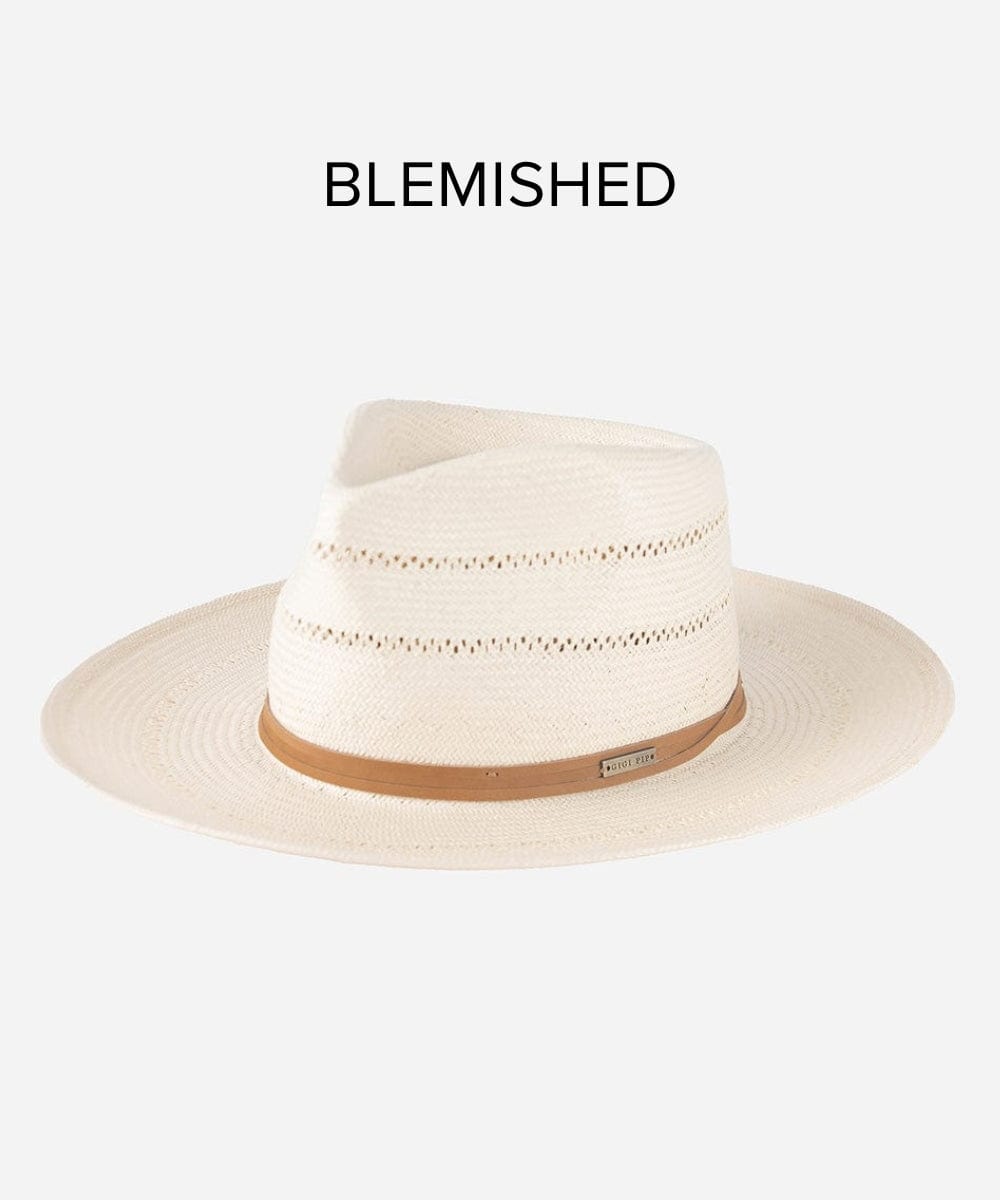 Blemished Straw Arlo Straw Teardrop Fedora - Tan Band BLEMISHED Tan / XS 55