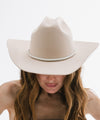 Gigi Pip hat bands + trims for women's hats - Braided Leather Bolo Band - 100% genuine braided leather featuring gold metal hardware used to tighten the leather snug around the crown of your hat [ivory]