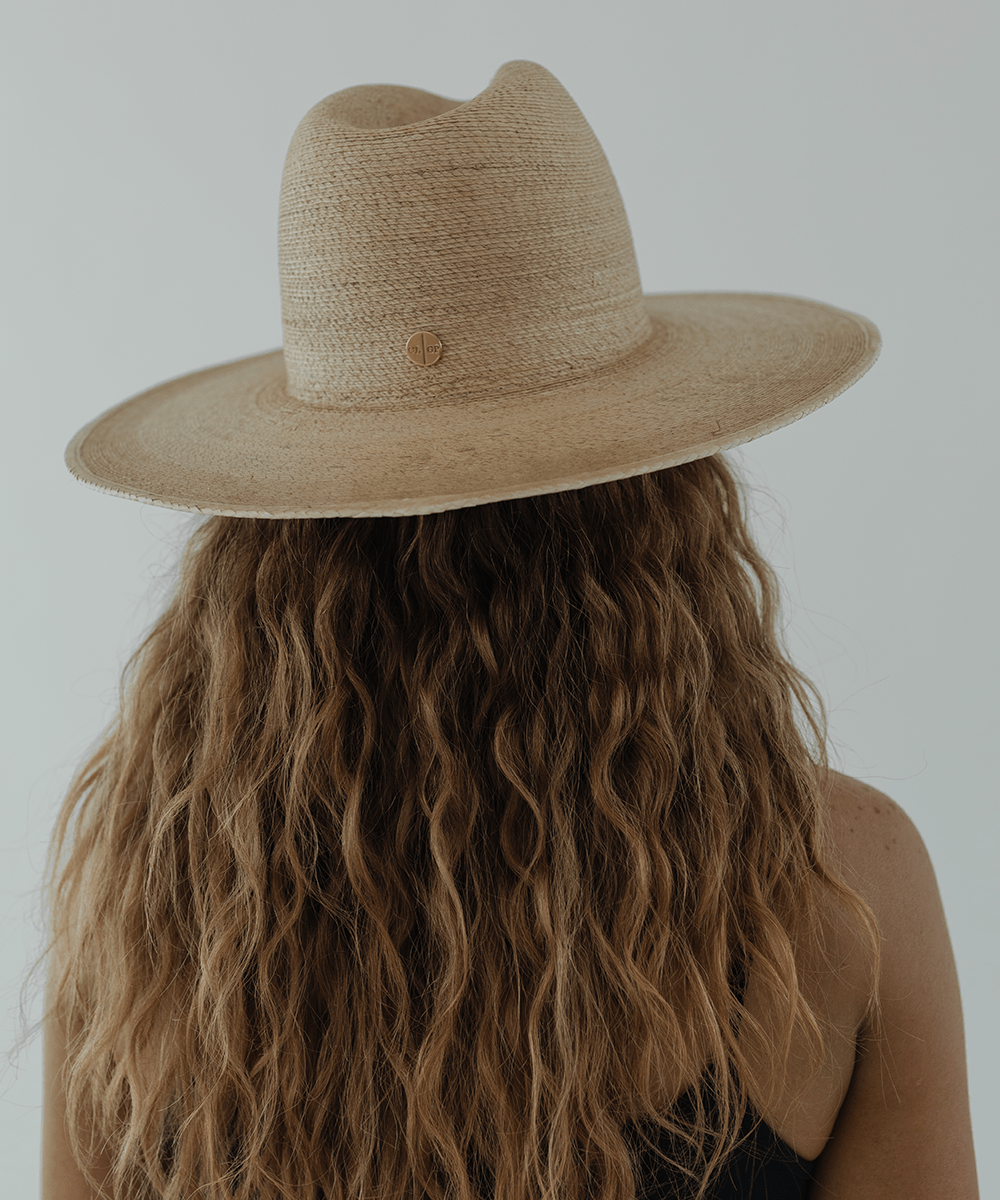 Gigi Pip straw hats for women - Cara Loren Straw Hat in natural toasted color, wide brim fedor with tightly woven Guatemalan palm [toasted]