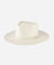 Gigi Pip panama straw for women - Carmen Teardrop Fedora - a flat brim teardrop fedora featuring a crosshatch woven pattern molded into the crown and brim [white]