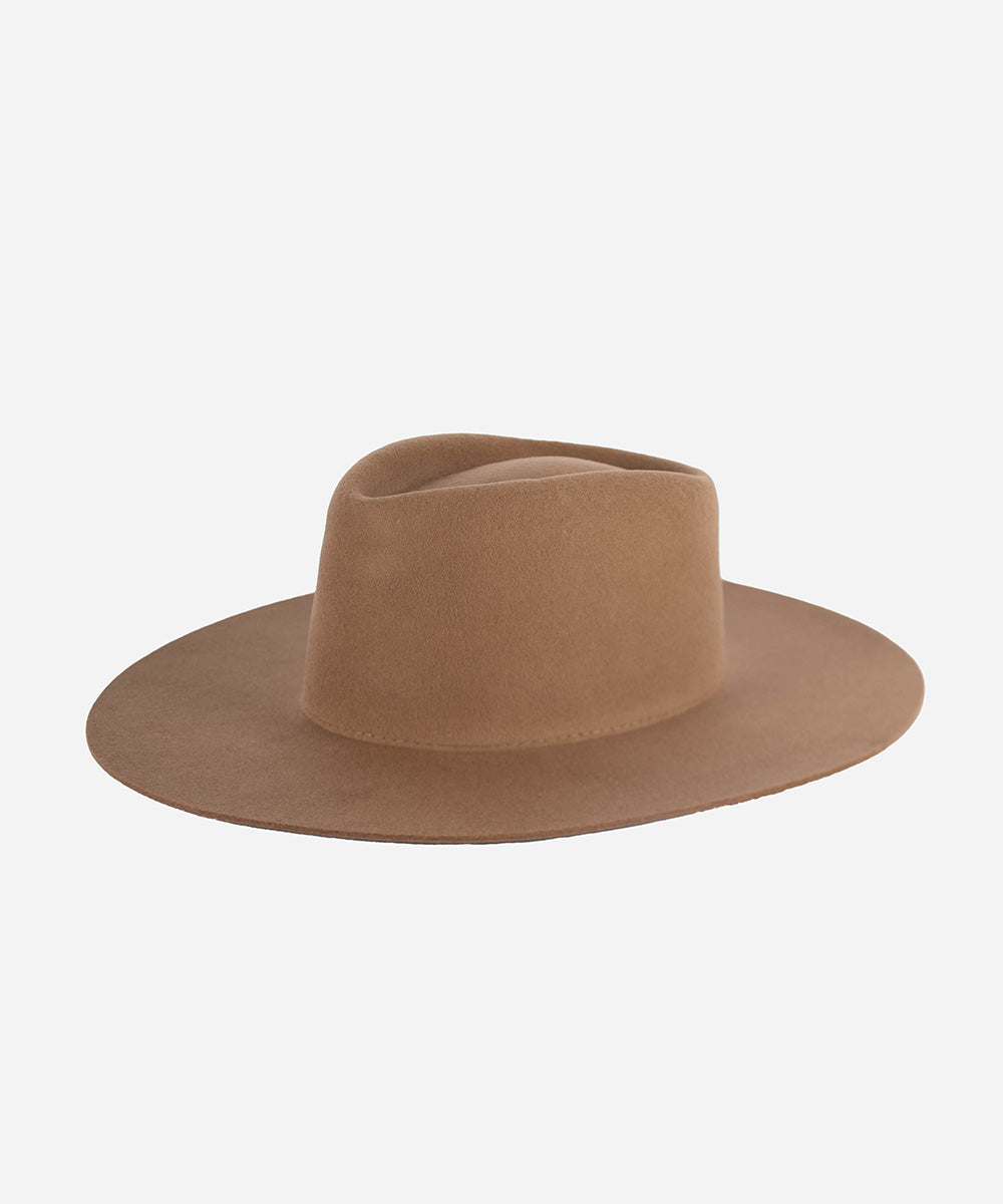 Gigi Pip felt hats for women - Dakota Triangle Crown - stiff, flat wide brim [brown]