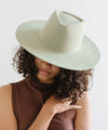 Gigi Pip felt hats for women - Dakota Triangle Crown - stiff, flat wide brim [light green]