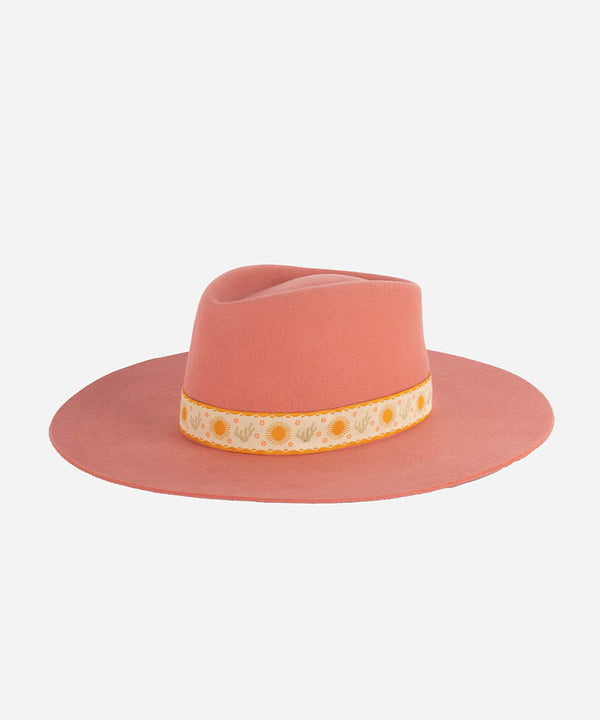 Gigi Pip felt hats for women - Dakota Triangle Crown - stiff, flat wide brim [pink]