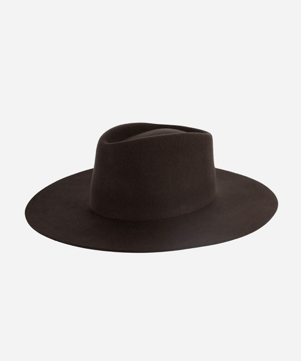 Gigi Pip felt hats for women - Dakota Triangle Crown - stiff, flat wide brim with a triangle crown [dark-brown]