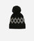 GIgi Pip beanies for women - Elio Pom Beanie - a retro inspired classic knit pom beanie featuring a retro diamond pattern [black]