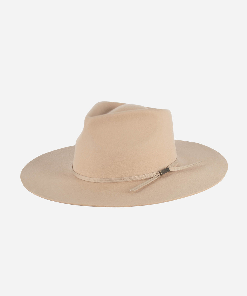 Gigi Pip felt hats for women - Emery Teardrop Fedora - 100% australian wool teardrop pinched fedora featuring a tonal grosgrain ribbon trim branded with Gigi Pip [cream] 