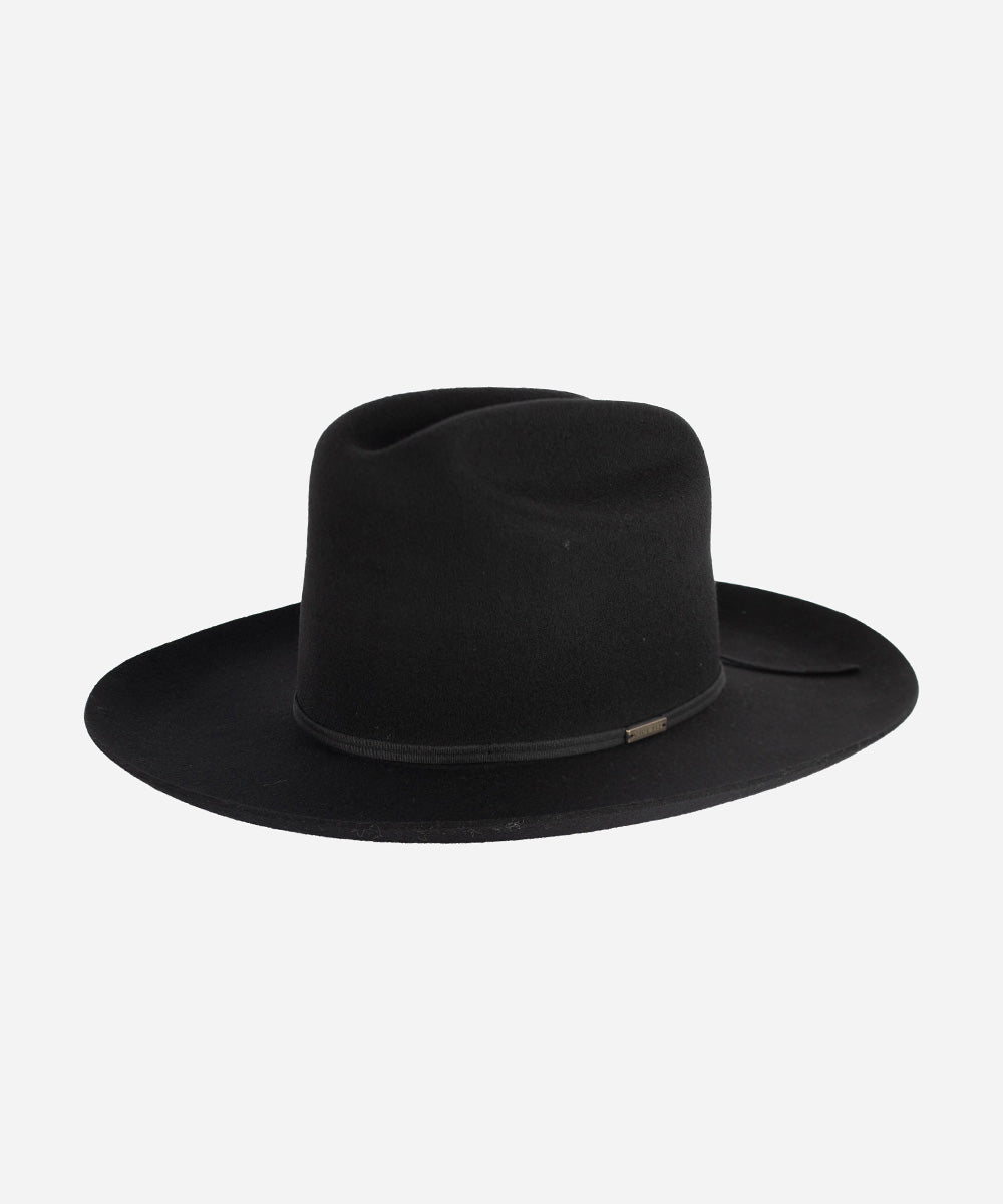 Gigi Pip felt hats for women - Ezra Western - classic cattleman crown with a stiff, upturned brim and features a removable tonal grosgrain band [black]