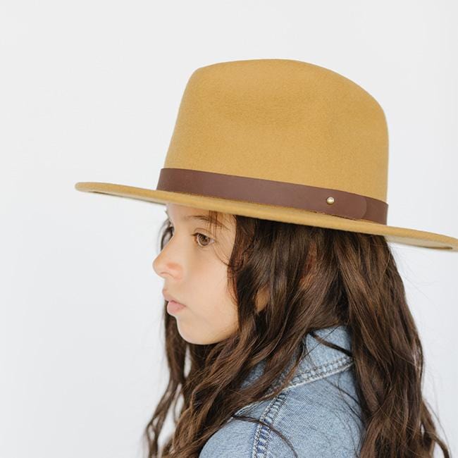 Gigi Pip felt hats for kids - Wes Kids Fedora - classic tall fedora crown with a stiff, flat brim [mustard]