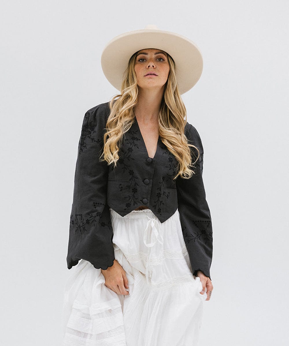 Gigi Pip felt hats for women - Amelia Wide Brim Fedora - 100% australian wool wide brim fedora with a pinched teardrop crown + pencil rolled brim [cream]