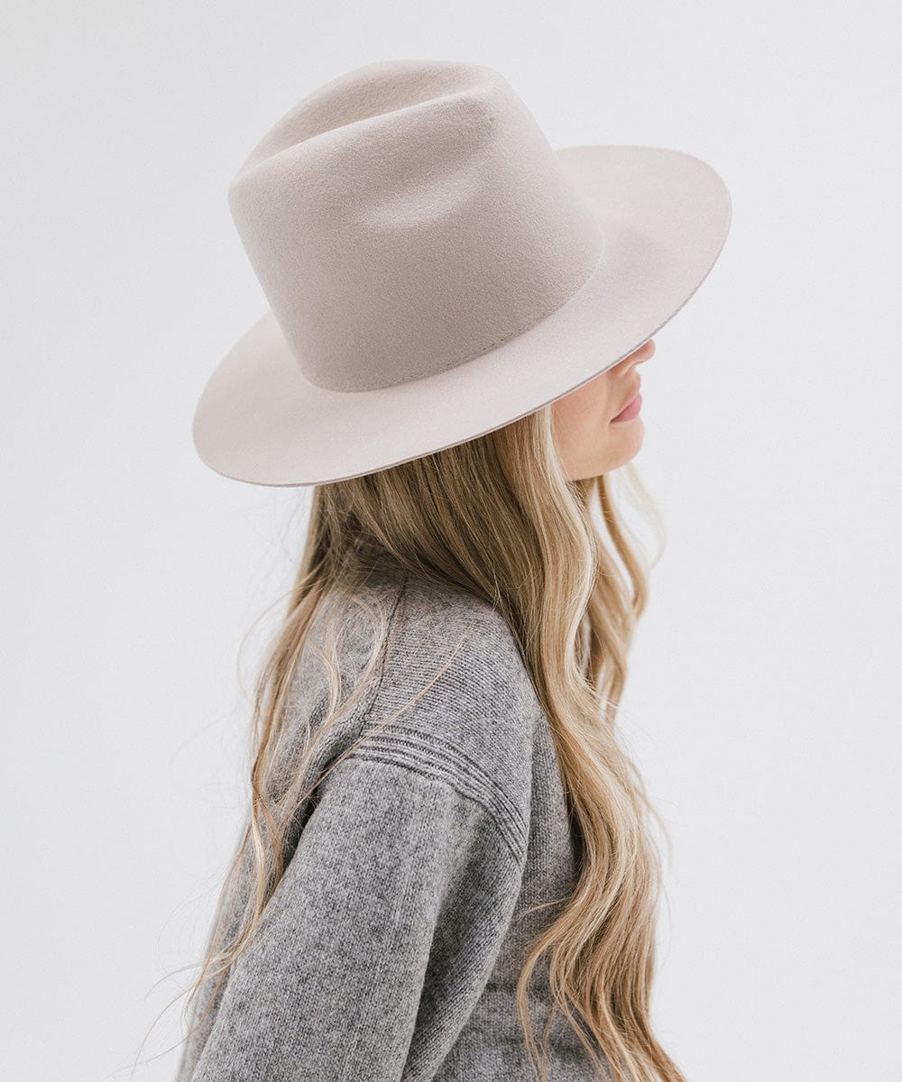 Gigi Pip felt hats for women - Billie Tall Fedora - tall crown fedora with a short and stiff flat brim [ivory]