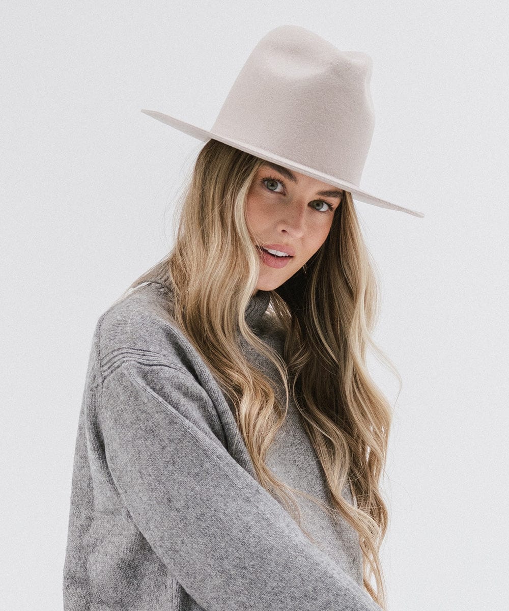 Gigi Pip felt hats for women - Billie Tall Fedora - tall crown fedora with a short and stiff flat brim [ivory]