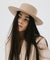 Gigi Pip felt hats for women - Dahlia Boater - boater-style crown with a stiff, wide flat brim [tan]