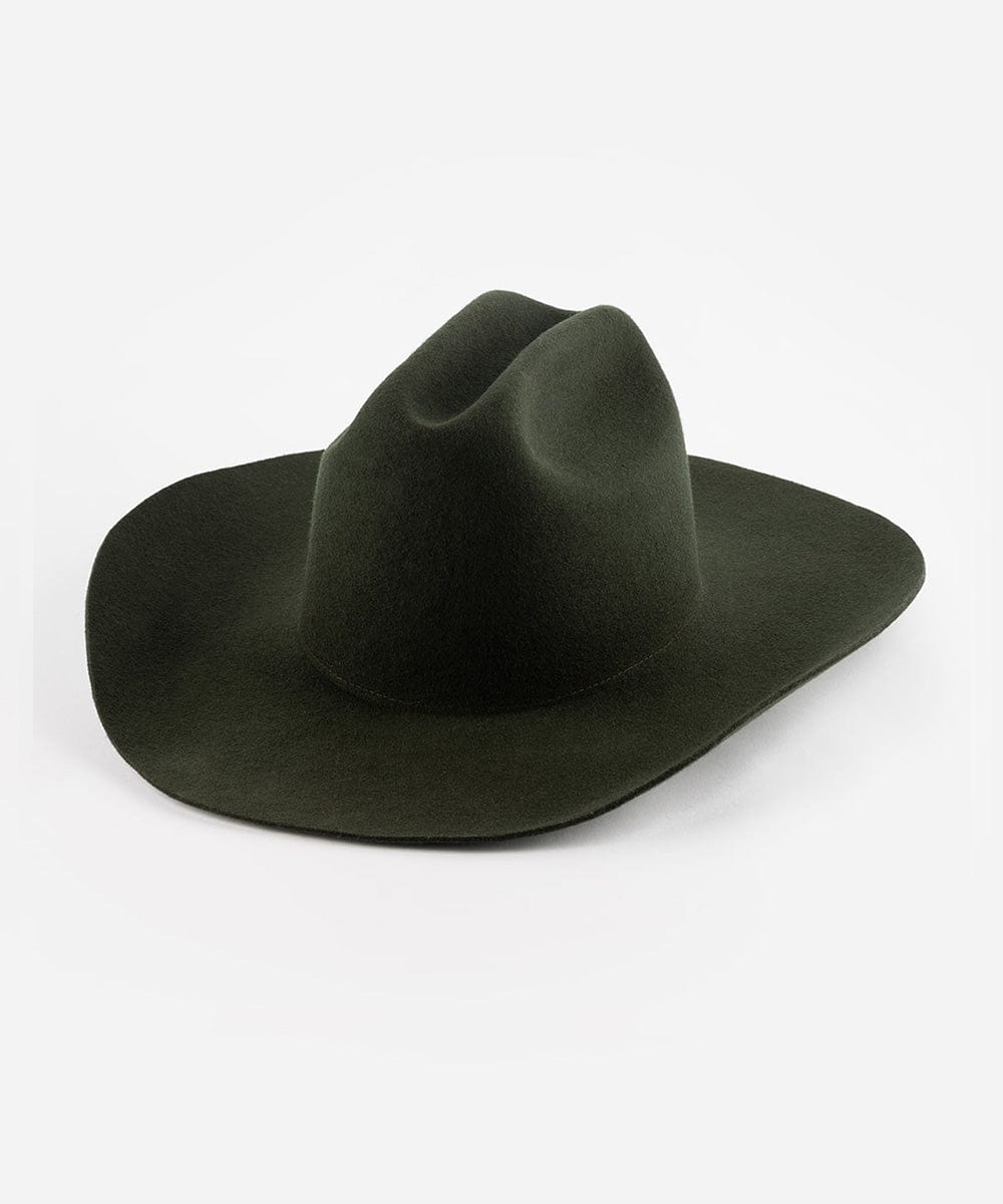 Gigi Pip felt hats for women - Teddy Cattleman - 100% australian wool classic cattleman crown with a wide upturned brim [dark green]