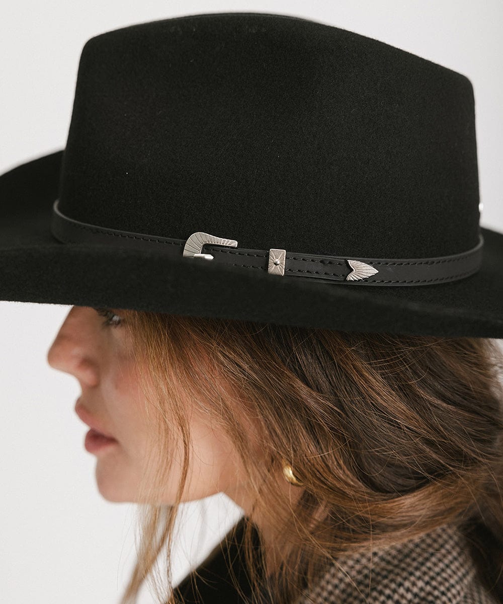 Dean Western Fedora - Gigi Pip Womens western felt hats - classic western felt hat for women with an upturned brim and fedora crown [black]