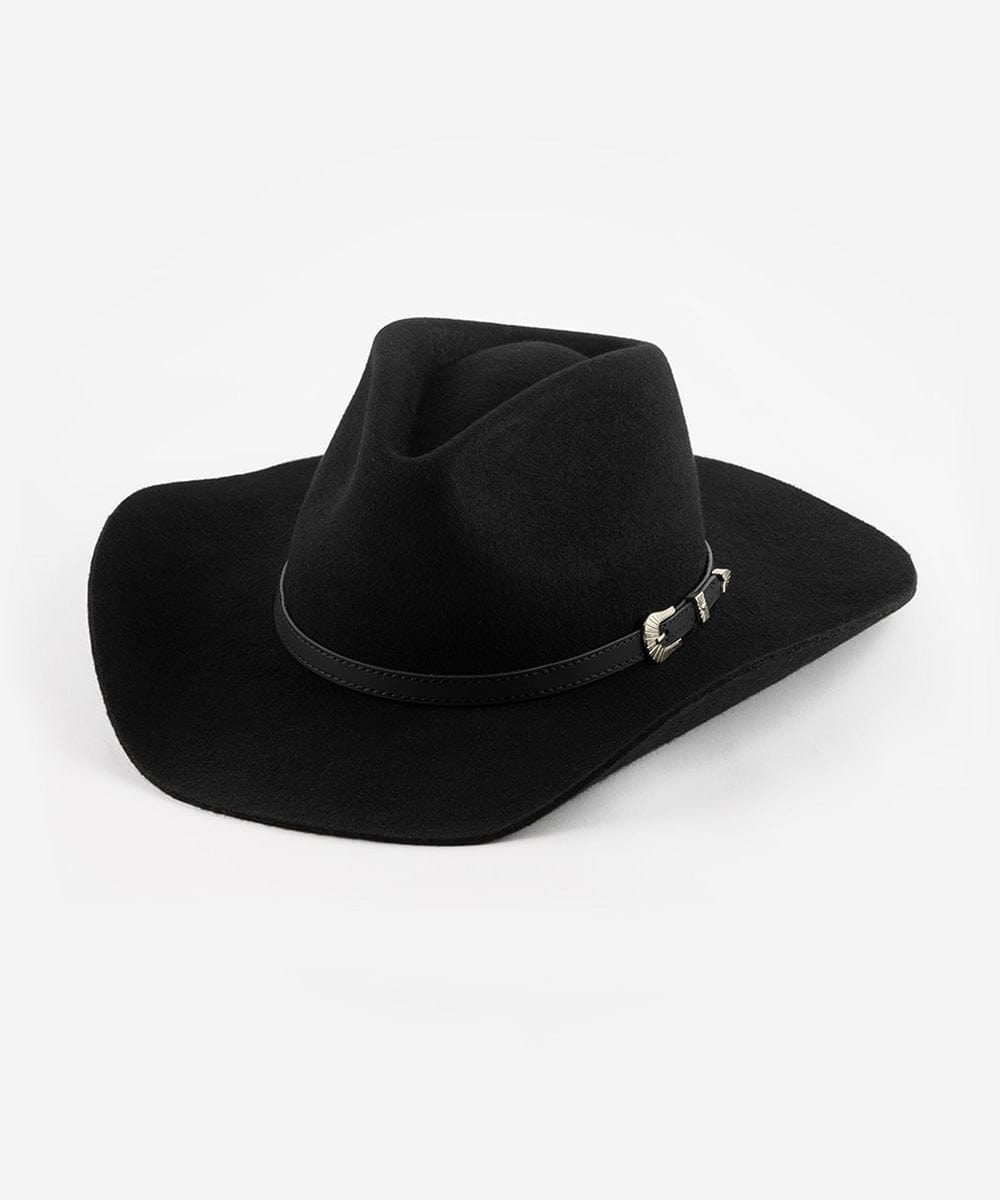 Dean Western Fedora - Gigi Pip Womens western felt hats - classic western felt hat for women with an upturned brim and fedora crown [black]