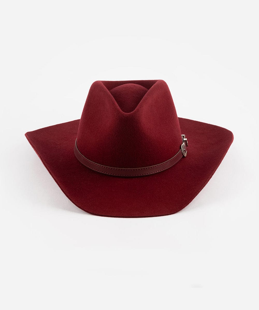 Dean Western Fedora - Gigi Pip Womens western felt hats - classic western felt hat for women with an upturned brim and fedora crown [burgundy]