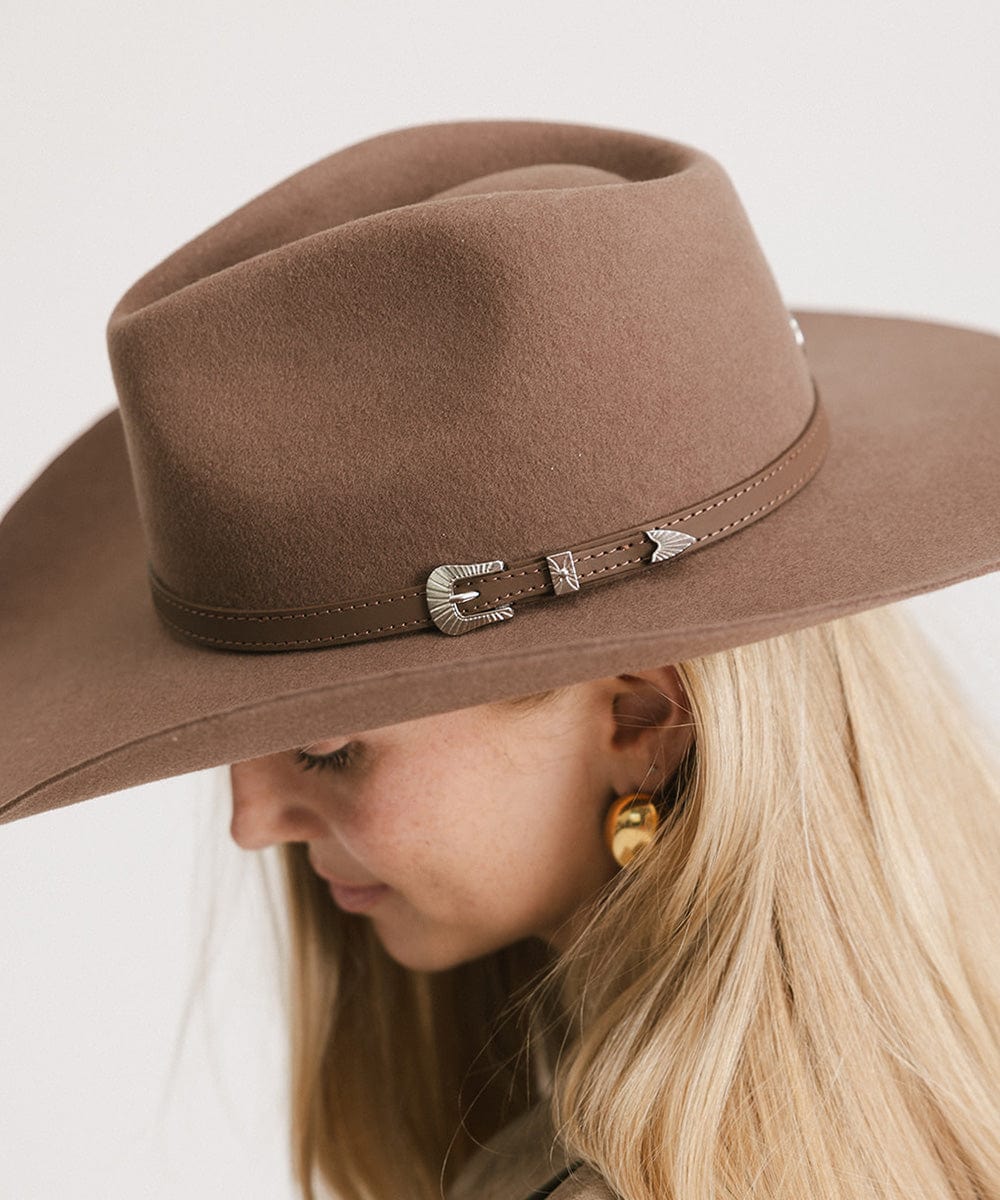 Dean Western Fedora - Gigi Pip Womens western felt hats - classic western felt hat for women with an upturned brim and fedora crown [chocolate]