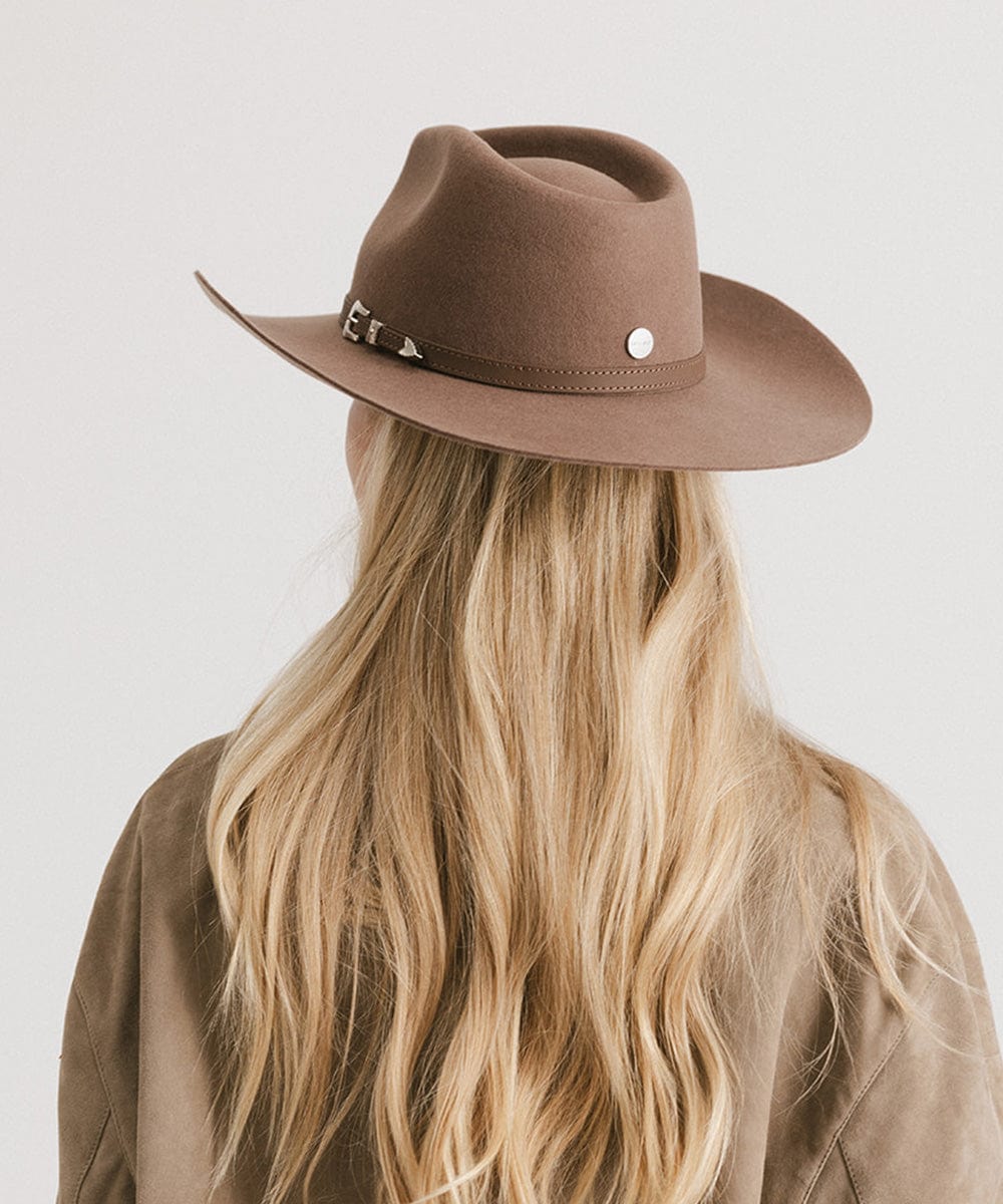 Dean Western Fedora - Gigi Pip Womens western felt hats - classic western felt hat for women with an upturned brim and fedora crown [chocolate]