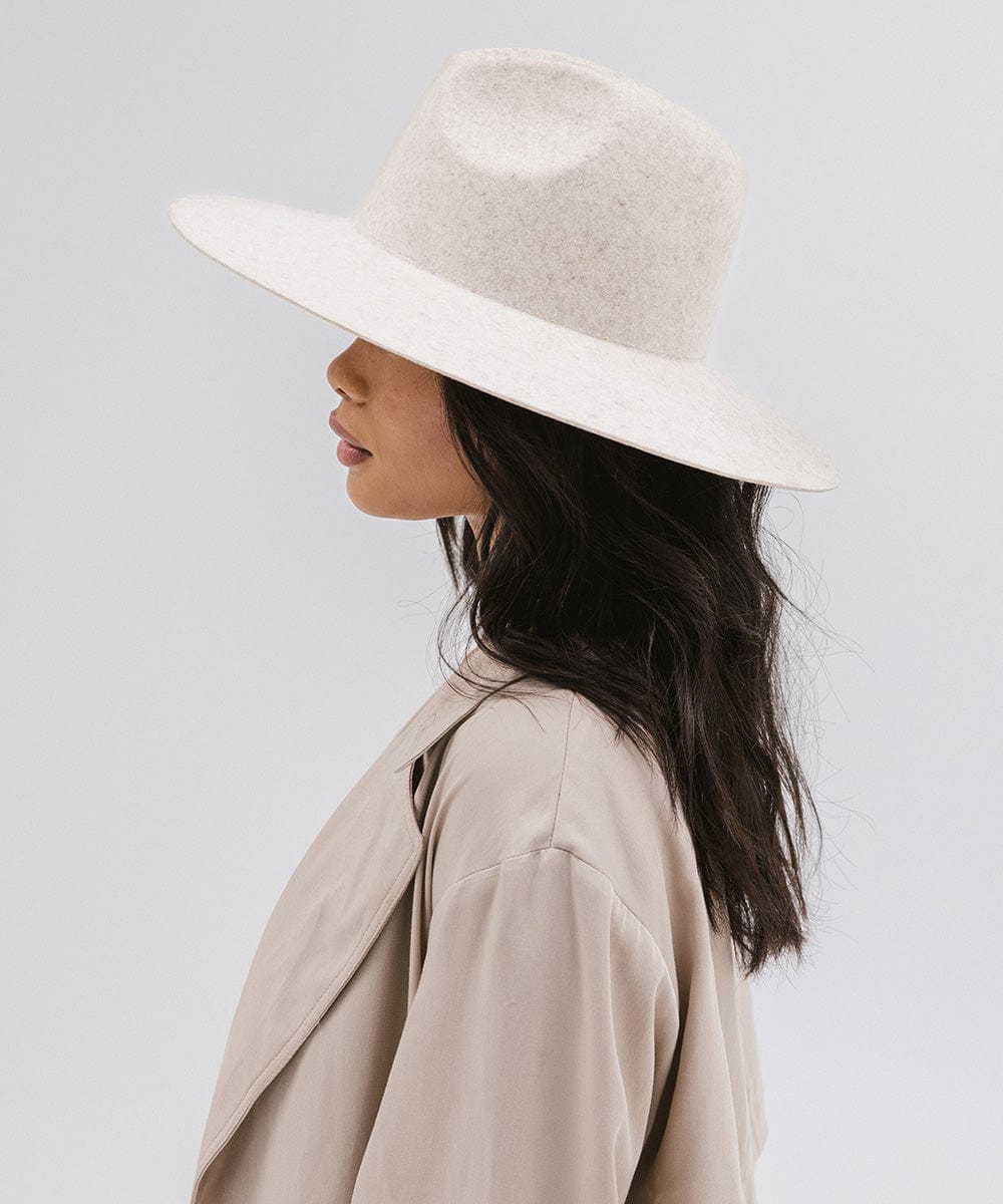 Gigi Pip felt hats for women - Emma Wide Brim Fedora - classic fedora crown with a stiff, a-line brim [mix ivory]