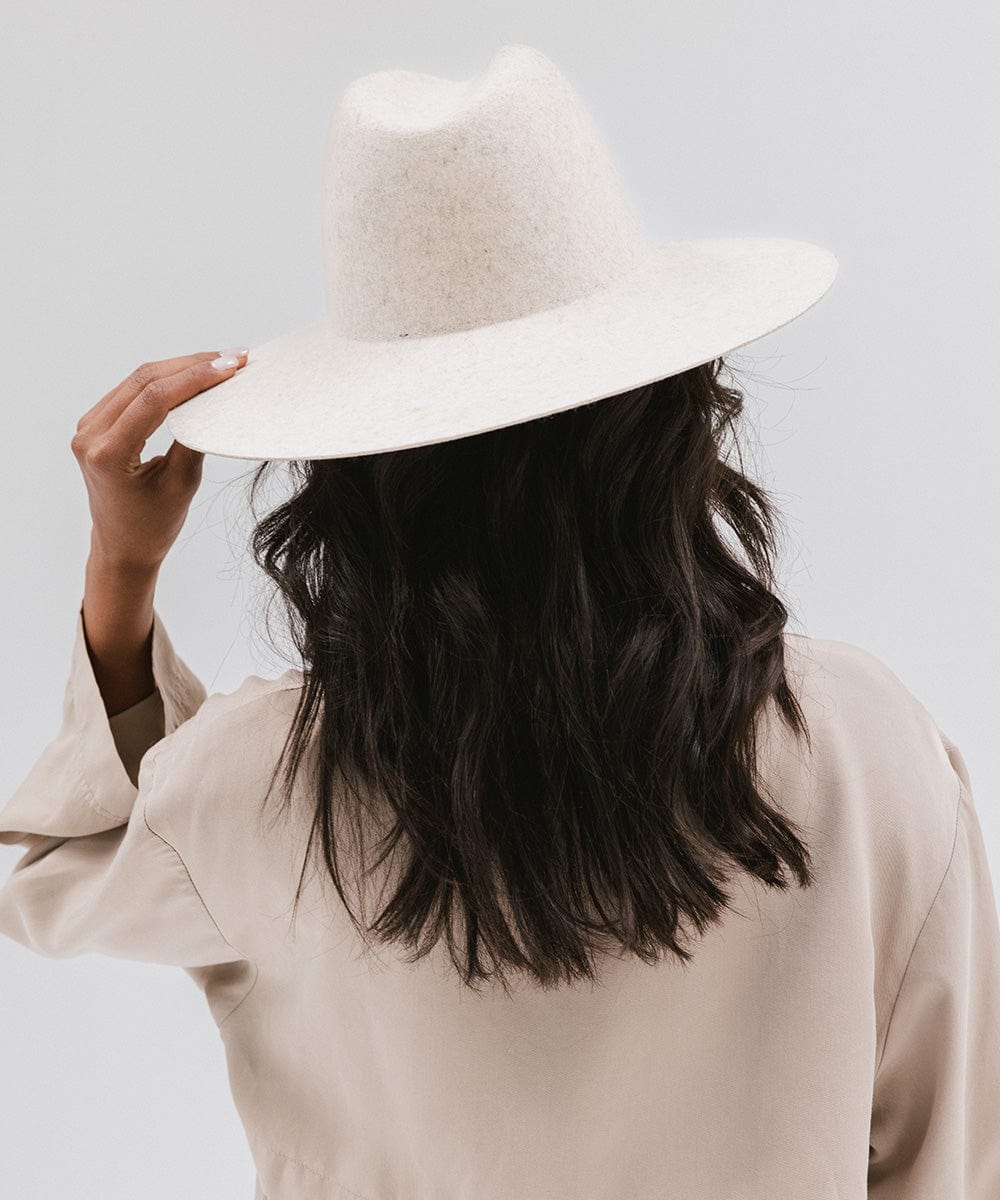 Gigi Pip felt hats for women - Emma Wide Brim Fedora - classic fedora crown with a stiff, a-line brim [mix ivory]