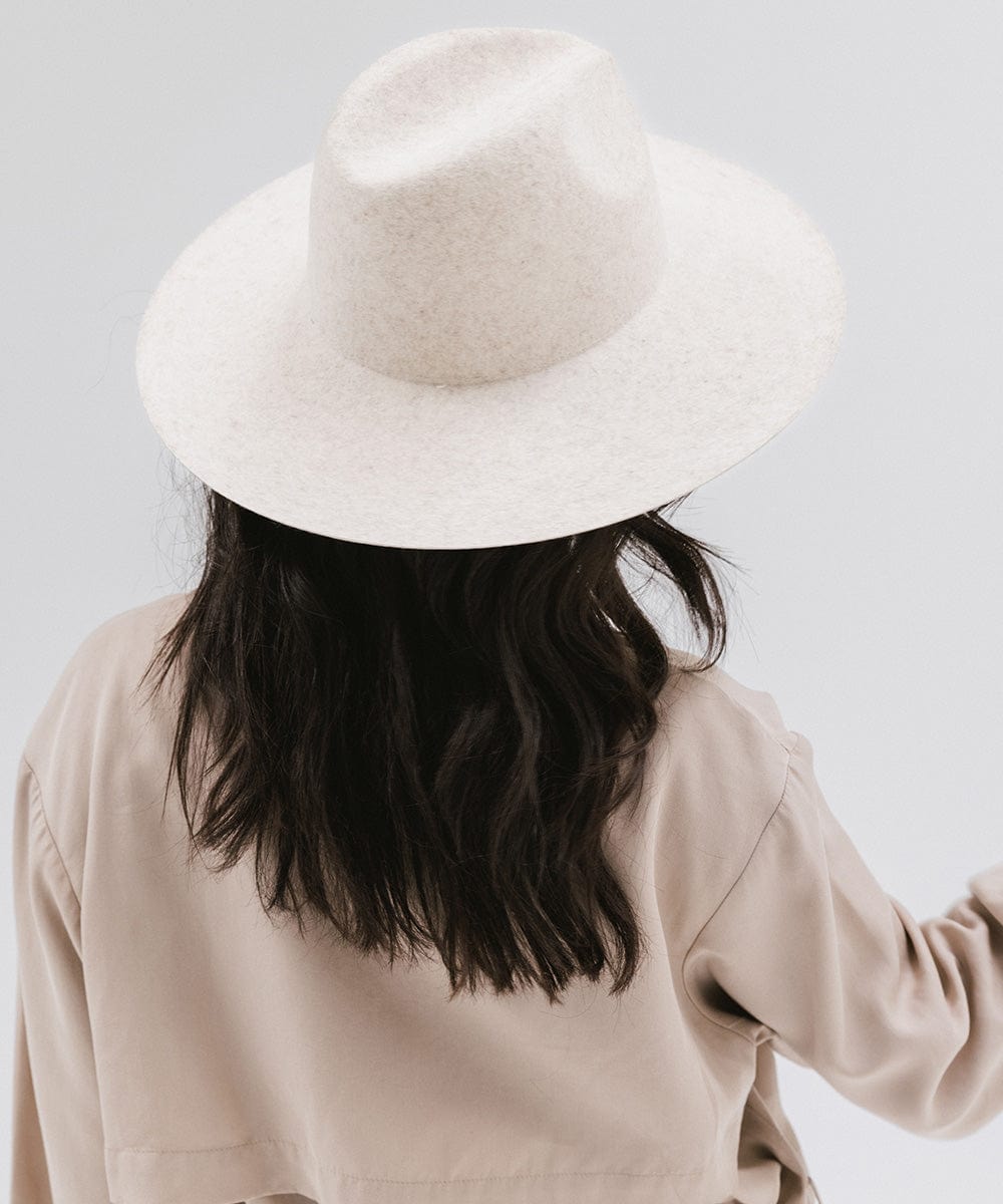 Gigi Pip felt hats for women - Emma Wide Brim Fedora - classic fedora crown with a stiff, a-line brim [mix ivory]