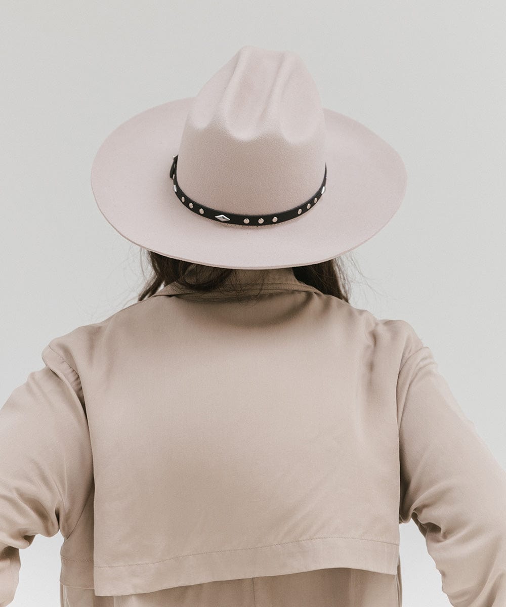 Gigi Pip felt hats for women - Ezra Western - classic cattleman crown with a stiff, upturned brim and features a removable tonal grosgrain band [ivory]