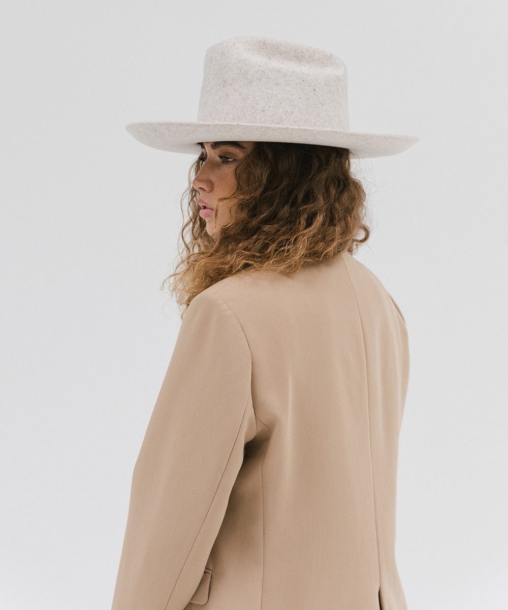 Gigi Pip felt hats for women - Ezra Western - classic cattleman crown with a stiff, upturned brim and features a removable tonal grosgrain band [mix grey]