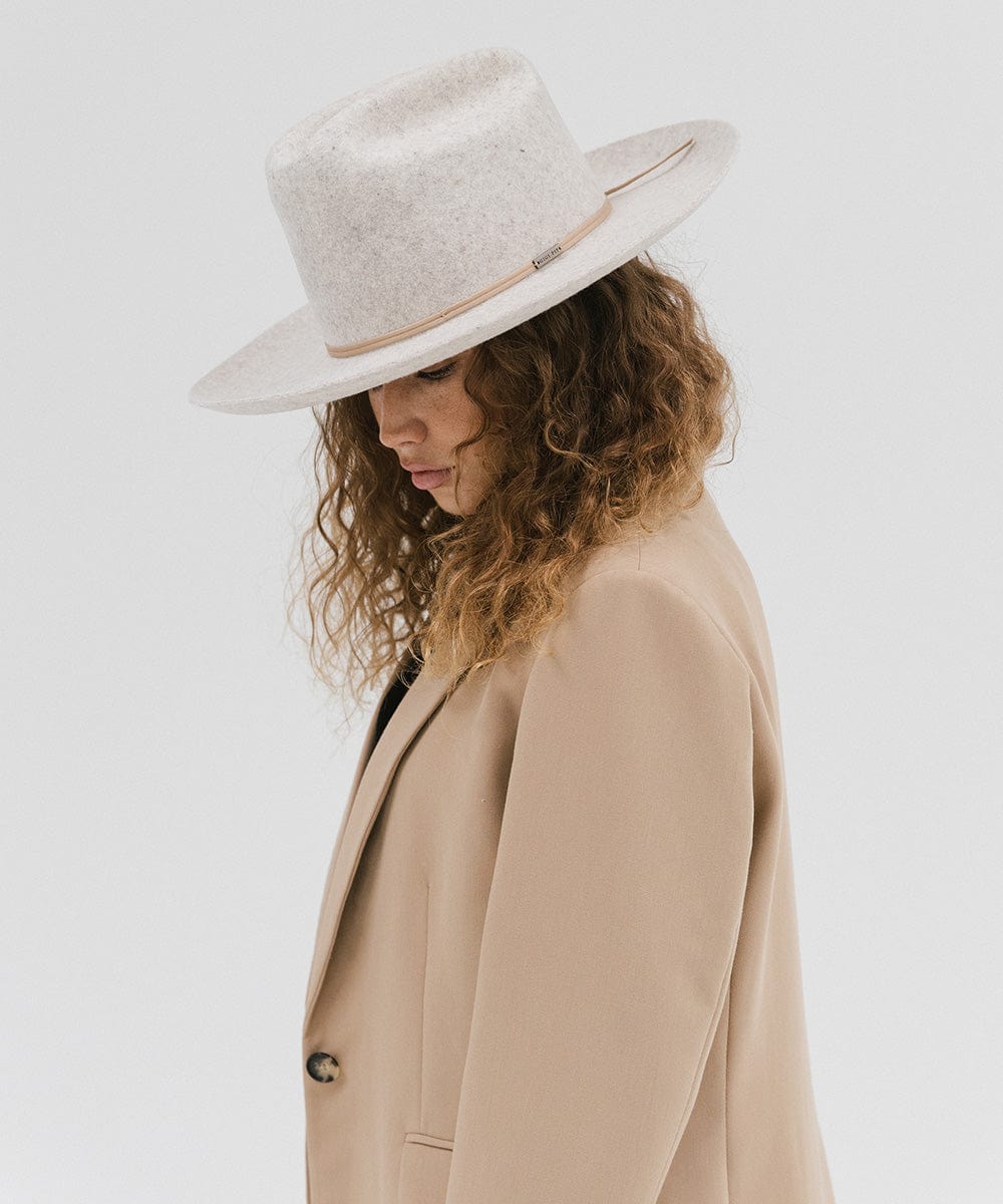 Gigi Pip felt hats for women - Ezra Western - classic cattleman crown with a stiff, upturned brim and features a removable tonal grosgrain band [mix grey]