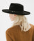 Gigi Pip felt hats for women - Luca Pencil Brim Teardrop Fedora - teardrop fedora crown with a pencil rolled brim, featuring an oiled genuine leather band and metal closure [black]