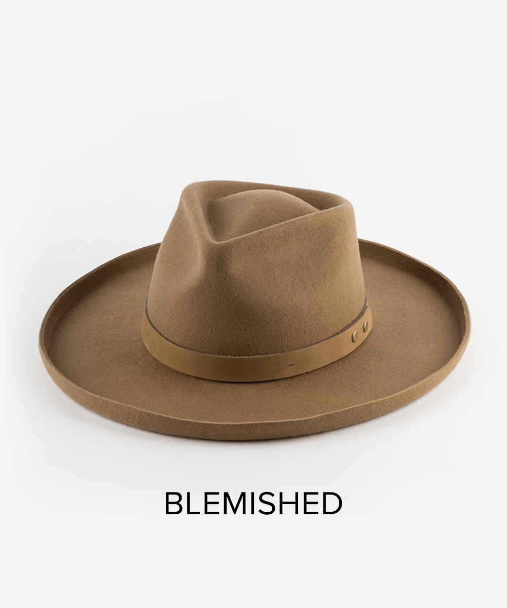 Felt Hats Luca Pencil Brim Teardrop Fedora - Tan BLEMISHED