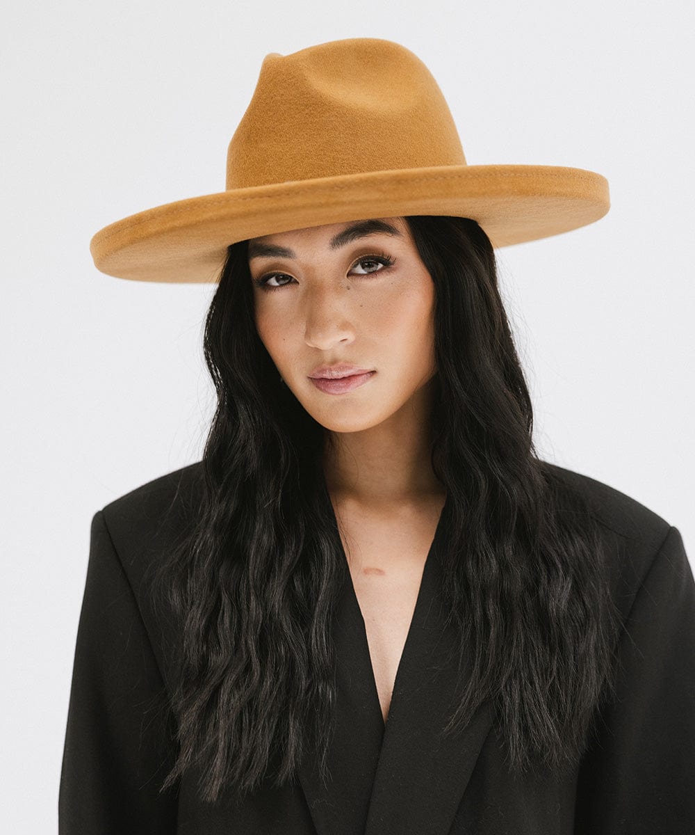 Gigi Pip felt hats for women - Maude Pencil Brim - curved crown with a stiff, wide brim with pencil rolled up edge [cinnamon]